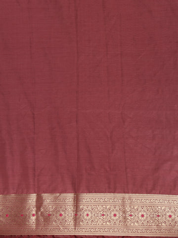 Wine Maroon Floral Butta Woven Pure Kanchipuram Silk Saree - Diadem