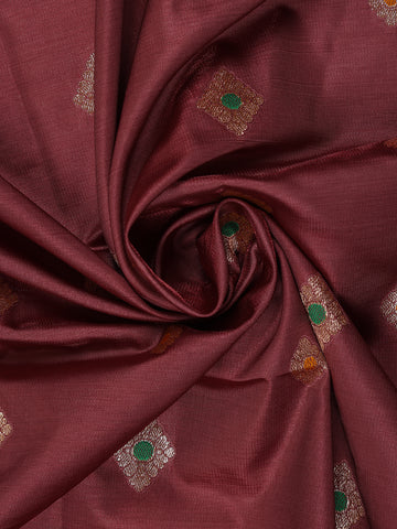 Wine Maroon Floral Butta Woven Pure Kanchipuram Silk Saree - Diadem