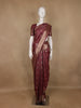 Wine Maroon Floral Butta Woven Pure Kanchipuram Silk Saree - Diadem