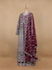 Wine Maroon Floral Embroidery Net Bridal Gown - Diadem