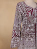 Wine Maroon Floral Embroidery Net Bridal Gown - Diadem