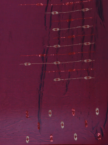 Wine Maroon Sequin Embellishment Organza Saree - Diadem