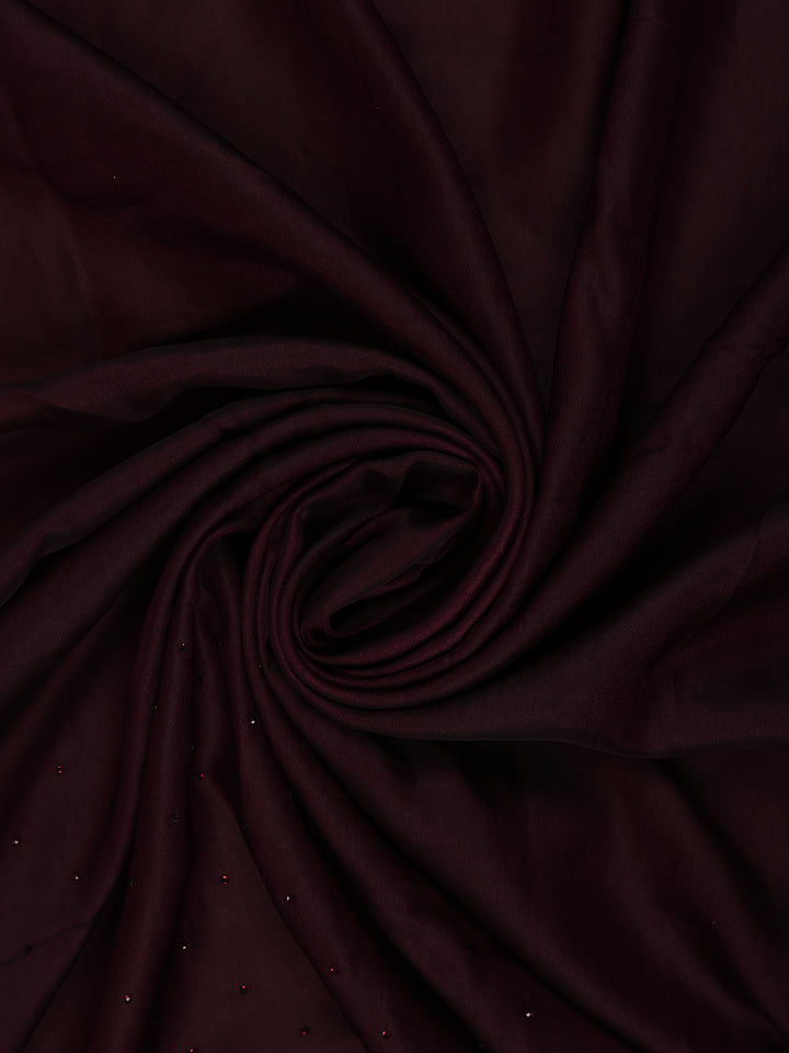 Wine Maroon Sequins Design Satin Saree - Diadem