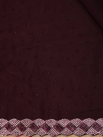 Wine Maroon Sequins Design Satin Saree - Diadem