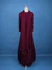 Wine Purple Sequins And Floral Embroidery Crepe Gown