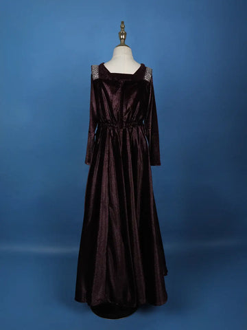 Wine Sequin Designed Satin Kids Gown - Diadem