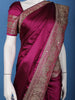Wine Solid Design Satin Saree with Mirror Work & Heavy Zari Embroidered Border - Diadem