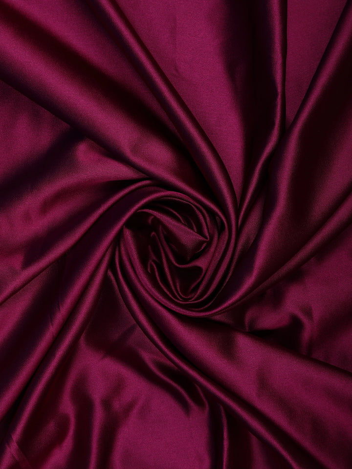 Wine Solid Design Satin Saree with Mirror Work & Heavy Zari Embroidered Border - Diadem