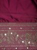 Wine Solid Design Satin Saree with Mirror Work & Heavy Zari Embroidered Border - Diadem