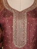 Woodrose Pink Dot Designed Tissue Silk Gown