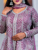 Woodrose Pink Floral Design Crepe Salwar Palazzo Suit - Diadem