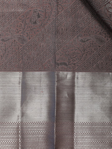 Woodrose Pink Floral Woven Pure Kanchipuram Silk Saree - Diadem