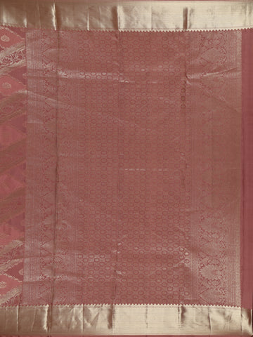Woodrose Pink Floral Woven Pure Kanchipuram Silk Saree - Diadem