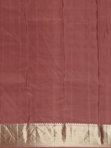 Woodrose Pink Floral Woven Pure Kanchipuram Silk Saree - Diadem