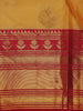 Yelllow Floral And Stripes Woven Pure Kanchipuram Silk Saree