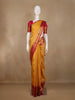Yelllow Floral And Stripes Woven Pure Kanchipuram Silk Saree