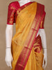 Yelllow Floral And Stripes Woven Pure Kanchipuram Silk Saree