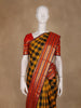 Yellow And Black Checkered Design Pure Kanchipuram Silk Saree