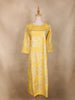 Yellow Brocade Printed Design Cotton Kurti