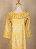 Yellow Brocade Printed Design Cotton Kurti