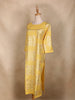 Yellow Brocade Printed Design Cotton Kurti