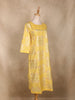Yellow Brocade Printed Design Cotton Kurti