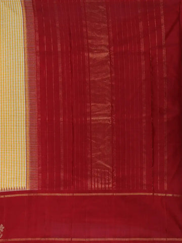 Yellow Checked Woven Pure Kanchipuram Silk Saree - Diadem
