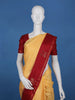 Yellow Checked Woven Pure Kanchipuram Silk Saree - Diadem