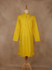 Yellow Embroidered Cotton Kurta for Men