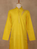 Yellow Embroidered Cotton Kurta for Men