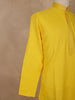 Yellow Embroidered Cotton Kurta for Men