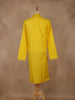 Yellow Embroidered Cotton Kurta for Men