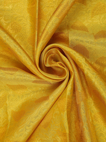 Yellow Floral Brocade Woven Pure Kanchipuram Silk Saree - Diadem