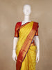 Yellow Floral Brocade Woven Pure Kanchipuram Silk Saree - Diadem