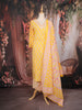 Yellow Floral Design Cotton Salwar with Dupatta