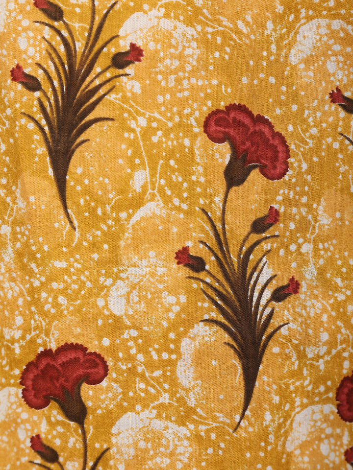 Yellow Floral Design Printed Cotton Salwar Suit - Diadem