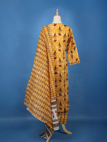 Yellow Floral Design Printed Cotton Salwar Suit - Diadem