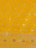 Yellow Floral Design Semi Banarasi Saree