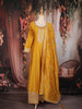 Yellow Floral Embroidered Georgette Gown with Dupatta