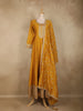 Yellow Floral Embroidered Georgette Gown with Dupatta