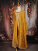 Yellow Floral Embroidered Georgette Gown with Dupatta