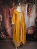 Yellow Floral Embroidered Georgette Gown with Dupatta