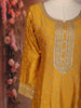 Yellow Floral Embroidered Georgette Gown with Dupatta