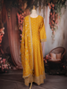 Yellow Floral Embroidered Georgette Gown with Dupatta
