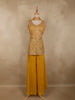Yellow Floral Embroidered Georgette Palazzo Suit
