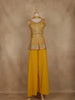 Yellow Floral Embroidered Georgette Palazzo Suit