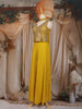 Yellow Floral and Geometric Embroidered Georgette Palazzo Suit