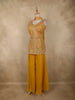 Yellow Floral Embroidered Georgette Palazzo Suit