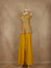 Yellow Floral Embroidered Georgette Palazzo Suit