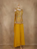 Yellow Floral Embroidered Georgette Palazzo Suit
